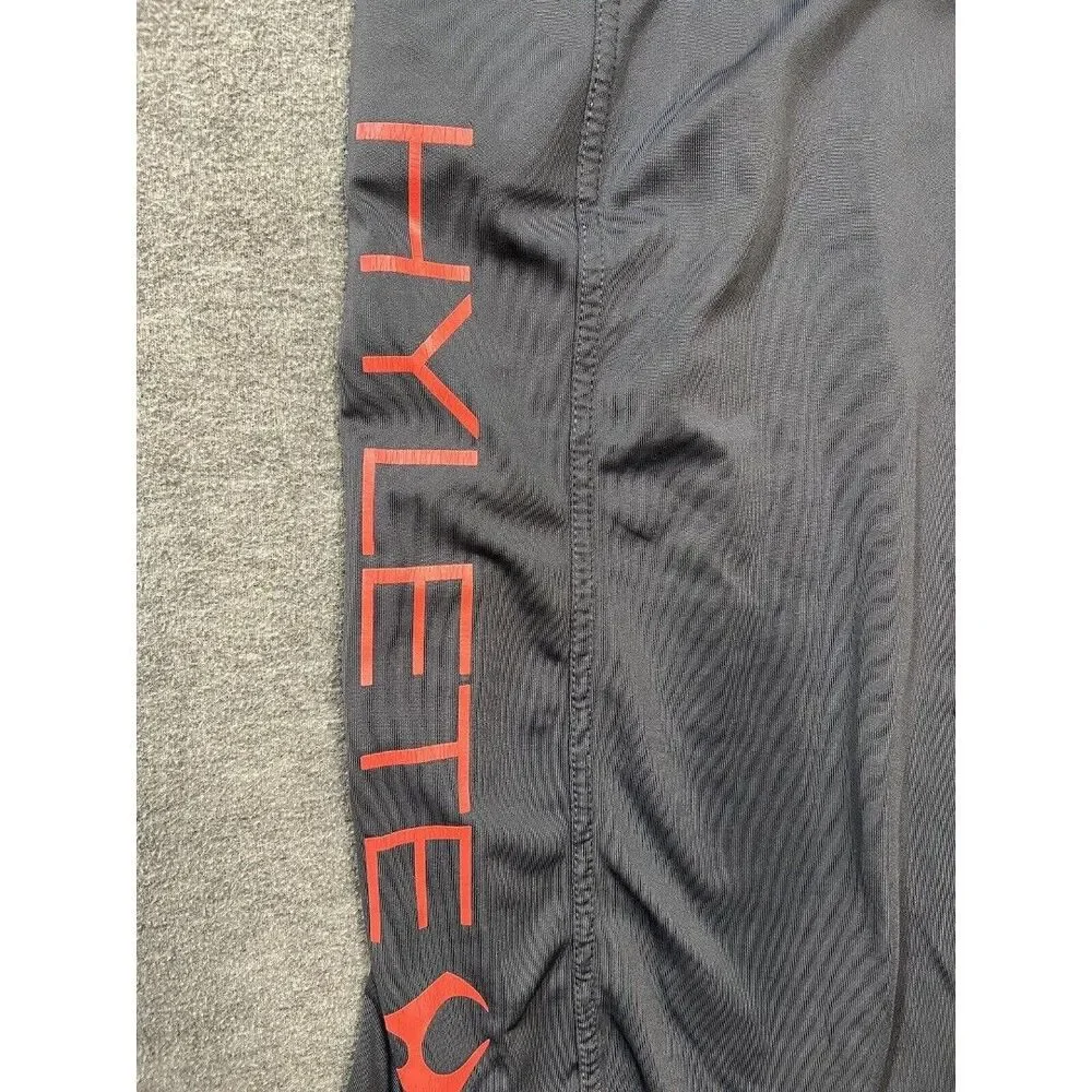 Hylete Large Long Gym Shorts Gray Orange